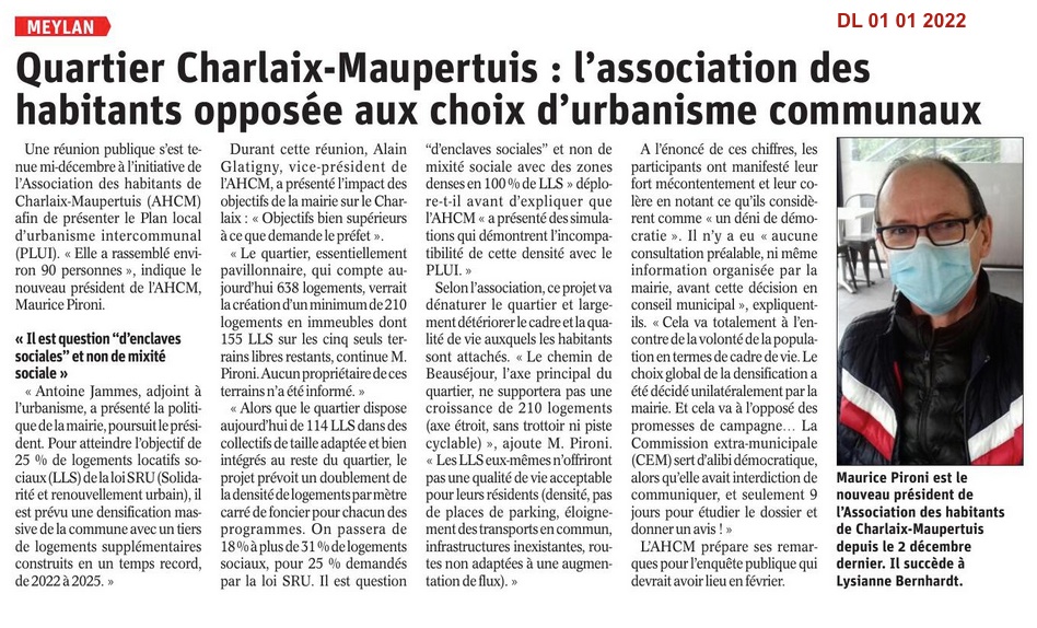 Densification du Charlaix: Article du Dauphiné Libéré